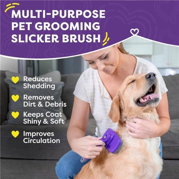 Dog & Cat Brush,Cat & Dog Grooming,Self Cleaning Slicker Brush for Pets,Grooming - Picture 2 of 7